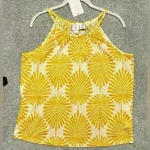 NWT Joie‎ Palm Leaf Print 100% Linen Halter Tank Size M